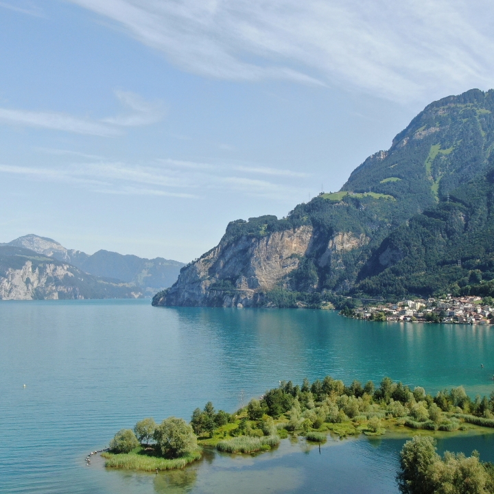 Lake with a view of the mountains