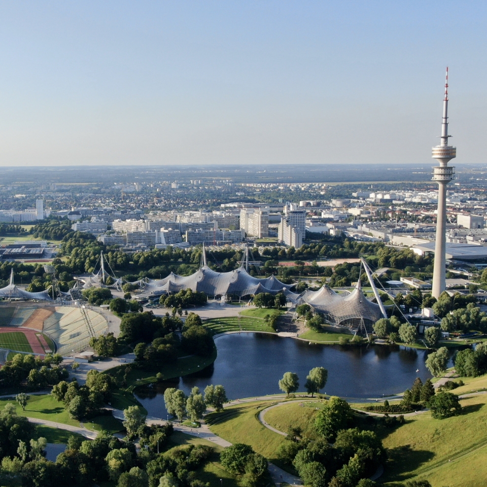 Olympiapark in Munich top view